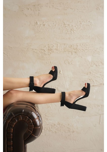 Kadın Margaret Süet Topuklu Ayakkabı Siyah - Siyah fırsatları