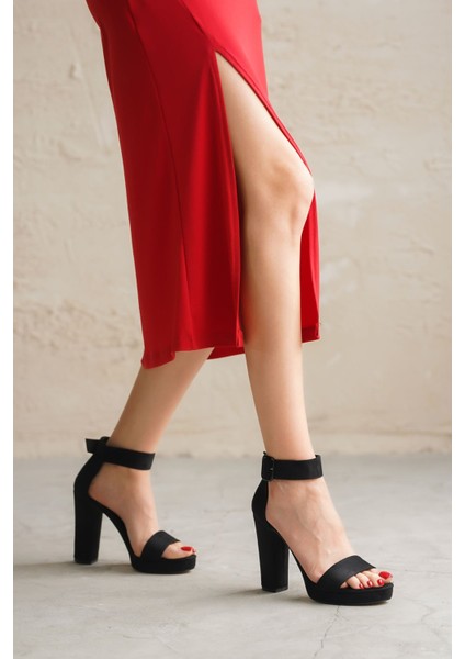 Kadın Margaret Süet Topuklu Ayakkabı Siyah - Siyah indirimleri