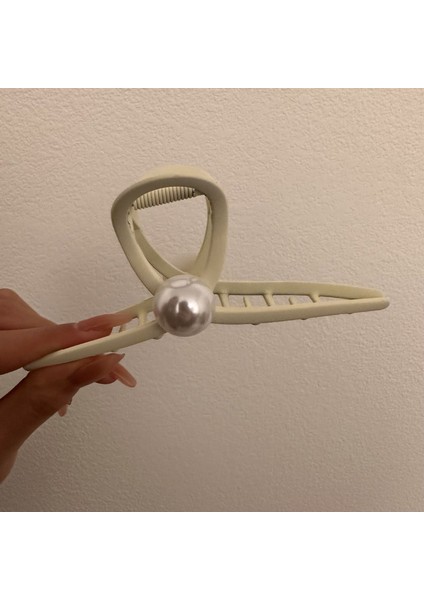 1 Paket Buzlu Saç Tokası Büyük Boy Inci Saç Tokası (Bej) (Yurt Dışından)