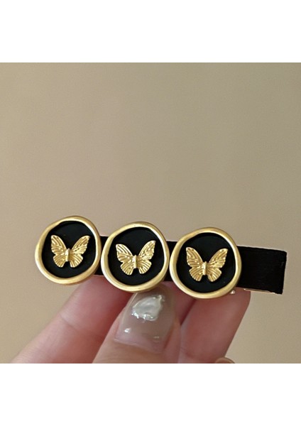 1 Paket Vintage Metal Kelebek Saç Tokası (Siyah) (Yurt Dışından)
