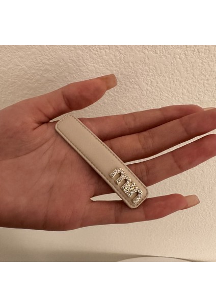 1 Kumaş Alfabe Kare Saç Tokası (Bej) (Yurt Dışından)