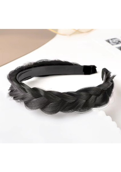 1 Balıksırtı Örgülü Peruk Saç Bandı (Doğal Siyah) (Yurt Dışından)