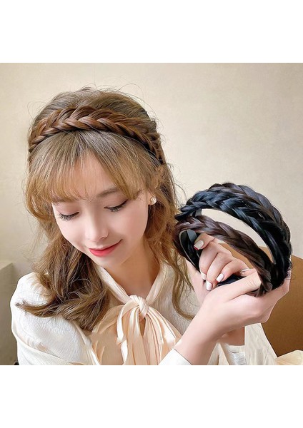 1 Balıksırtı Örgülü Peruk Saç Bandı (Doğal Siyah) (Yurt Dışından) fırsatları