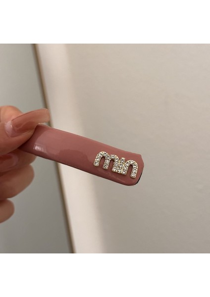 1 Parlak Narin Harfli Basit Saç Tokası (Pembe) (Yurt Dışından)