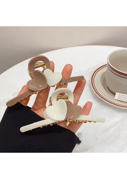 2 Zarif Sütlü Çay Renkli Aşk Klipsi (Beyaz + Köri) (Yurt Dışından)