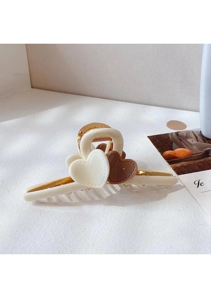 1 Zarif Sütlü Çay Renkli Aşk Çizik Klipsi (Beyaz) (Yurt Dışından)