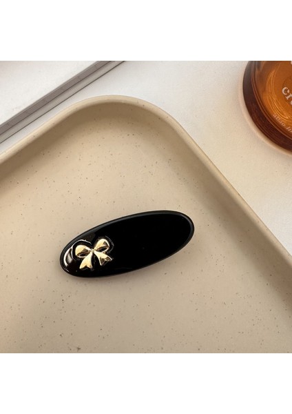 1 Fransız Kız Kalp Metal Yay Saç Tokası (Siyah) (Yurt Dışından)