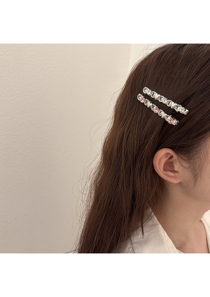 1 Kız Metal Love Yapay Elmas Saç Tokası (Love Modelleri - Pembe Pırlanta) (Yurt Dışından) modelleri