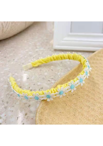 1 Adet Tatlı Kız Şeker Rengi Çiçekli Saç Bandı (Sarı) (Yurt Dışından)