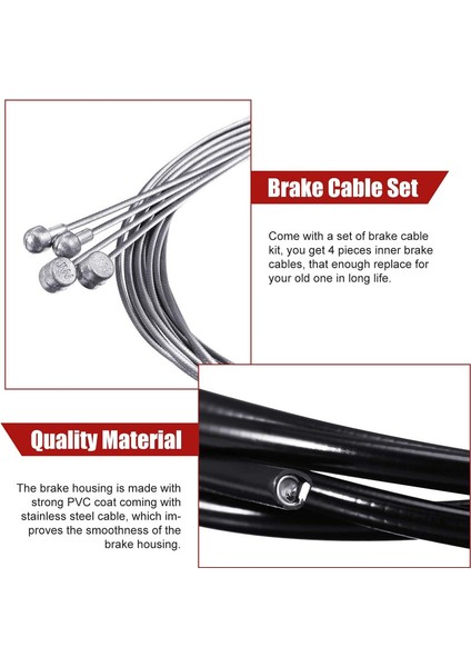 4 Parça Evrensel Iç Bisiklet Fren Kablosu Muhafaza Kiti Dağ Bisikletleri Yol Bisikletleri Için Yedek Bisiklet Fren Kablosu (Siyah) (Yurt Dışından) fiyatları