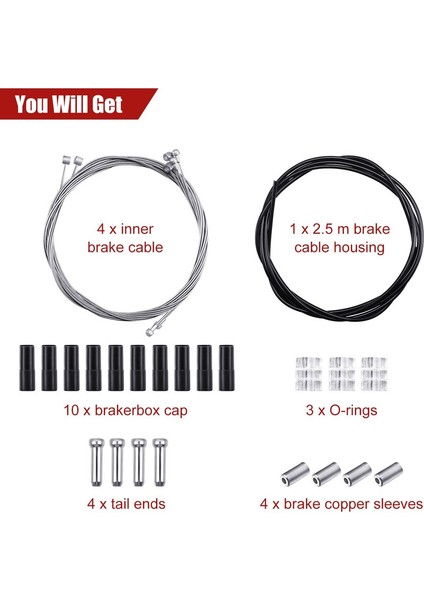 4 Parça Evrensel Iç Bisiklet Fren Kablosu Muhafaza Kiti Dağ Bisikletleri Yol Bisikletleri Için Yedek Bisiklet Fren Kablosu (Siyah) (Yurt Dışından) modelleri