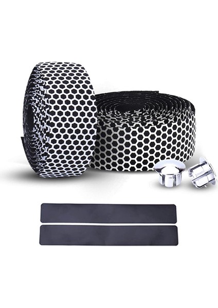 Kendinden Yapışkanlı Kaymaz Altıgen Nefes Alabilir Bisiklet Gidon Bandı Kapaklı Yol Bisikleti Gidonları (Beyaz, Çift, Yaklaşık 2m Uzunluğunda * 3cm Genişliğinde) (Yurt Dışından)
