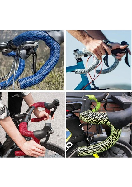 Kendinden Yapışkanlı Kaymaz Altıgen Nefes Alabilir Bisiklet Gidon Bandı Kapaklı Yol Bisikleti Gidonları (Beyaz, Çift, Yaklaşık 2m Uzunluğunda * 3cm Genişliğinde) (Yurt Dışından) indirimleri