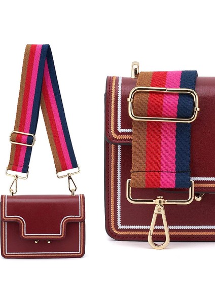 Geniş Omuz Askısı Ayarlanabilir Yedek Kemer Çapraz Kanvas Çanta（koyu Mavi Bordo Çizgili） (Yurt Dışından) fırsatları