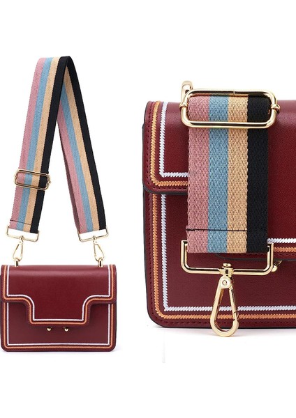 Geniş Omuz Askısı Ayarlanabilir Yedek Kemer Crossbody Kanvas Çanta（pembesiyah ÇIZGILI）80-140CM (Yurt Dışından) fırsatları