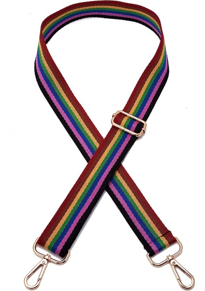 Geniş Omuz Askısı Ayarlanabilir Yedek Kemer Çapraz Kanvas Çanta（çizgili Altın TOKA）80-130CM (Yurt Dışından)