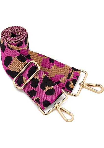 Geniş Omuz Askısı Ayarlanabilir Yedek Kemer Çapraz Kanvas Çanta（gül Leopar Desenlialtın Toka (Yurt Dışından)