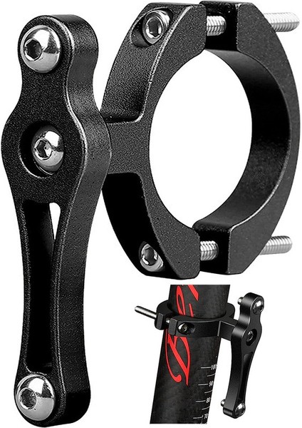 2 Adet Bisiklet Gidon Sele Direği Uzatma Braketi Kiti Kurulumu Kolay Bisiklet Şişe Tutucu Ek Parçası Gidon Sele Direği Üzerinde Çift Taraflı Kilit (Siyah) (Yurt Dışından)