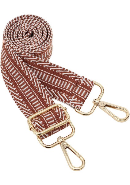 Geniş Omuz Askısı Ayarlanabilir Yedek Kemer Crossbody Kanvas Çanta（browngolden TOKA）80-130CM (Yurt Dışından)