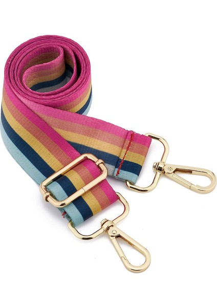 Geniş Omuz Askısı Ayarlanabilir Yedek Kemer Çapraz Kanvas Çanta（retro GÖKKUŞAĞI）80-130CM (Yurt Dışından)