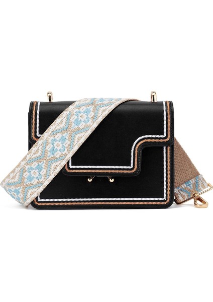 Geniş Omuz Askısı Ayarlanabilir Yedek Kemer Çapraz Kanvas Çanta(Beyazaçık Mavi Çiçekler) (Yurt Dışından) fırsatları