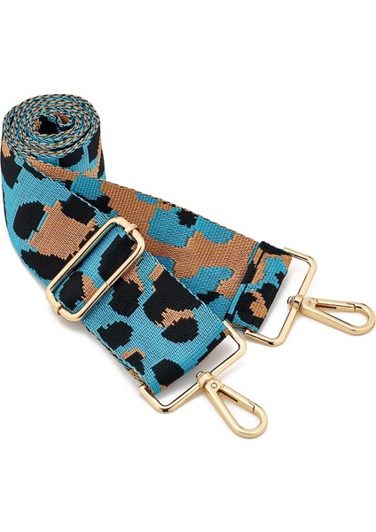 Geniş Omuz Askısı Ayarlanabilir Yedek Kemer（mavi Leopar Desenli Altın TOKA）80-130CM (Yurt Dışından)