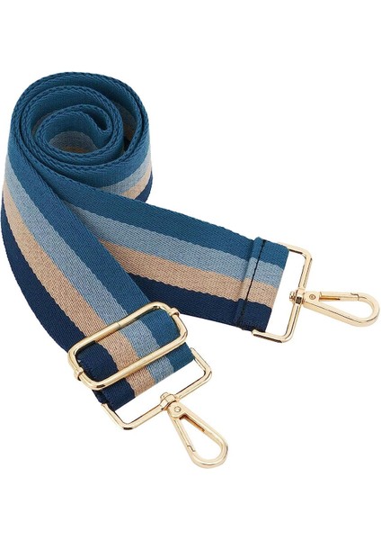 Geniş Omuz Askısı Ayarlanabilir Yedek Kemer Çapraz Kanvas Çanta（mavi ÇIZGILI）80-130CM (Yurt Dışından)