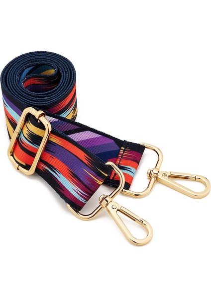 Geniş Omuz Askısı Ayarlanabilir Yedek Kemer Çapraz Kanvas Çanta（siyah Kenarlı Renkli Bulutlar） (Yurt Dışından)