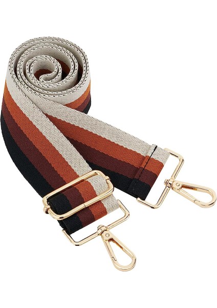 Geniş Omuz Askısı Ayarlanabilir Yedek Kemer Çapraz Kanvas Çanta（siyah Kahverengi ÇIZGILI）80-130CM (Yurt Dışından)