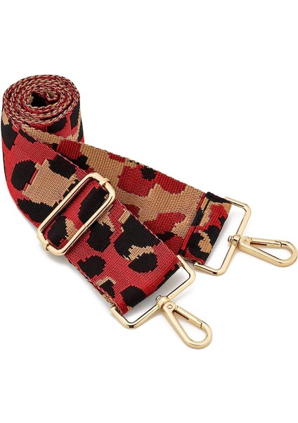 Geniş Omuz Askısı Ayarlanabilir Yedek Kemer Çapraz Kanvas Çanta（kırmızı Leopar Baskıaltın Toka） (Yurt Dışından)