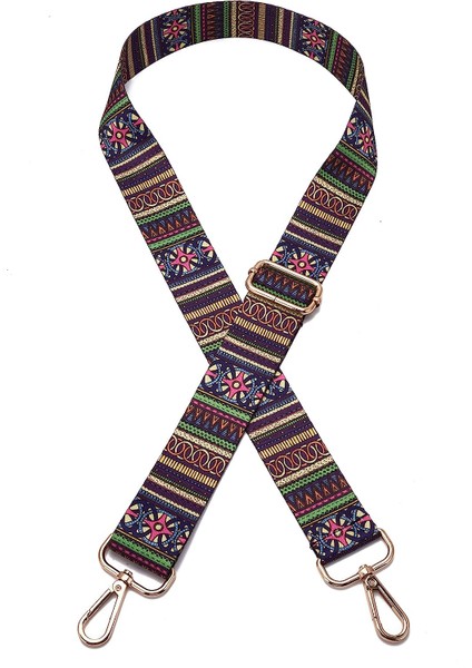 Geniş Omuz Askısı Ayarlanabilir Yedek Kemer Crossbody Kanvas Çanta (Etnik Tarz Altın Toka) (Yurt Dışından)