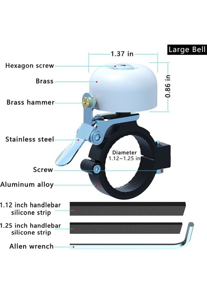 Yüksek Sesli Klasik Pirinç Bisiklet Zili - Çocuklar ve Yetişkinler Için Bisiklet Aksesuarı (Gümüş) (Yurt Dışından) fırsatları