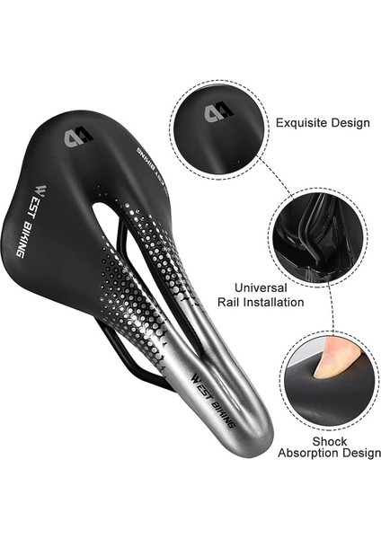 Dağ Bisikletleri, Yarış Bisikletleri, Eğlence Bisikletleri, Katlanır Bisikletler Gibi Çoğu Bisiklet Için Teotake Hollow Su Geçirmez Bisiklet Selesi (Siyah-Gümüş) (Yurt Dışından) modelleri