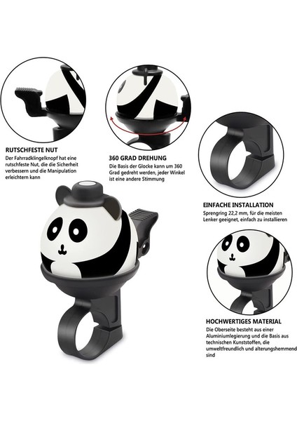 Bisiklet Zili, Yüksek ve Net Sesli Mini Bisiklet Zili, Yeni Yürümeye Başlayan Çocuklar ve Yetişkinler Için Denge Scooter Bisiklet Aksesuarları (Panda, 60*83MM) (Yurt Dışından) fırsatları