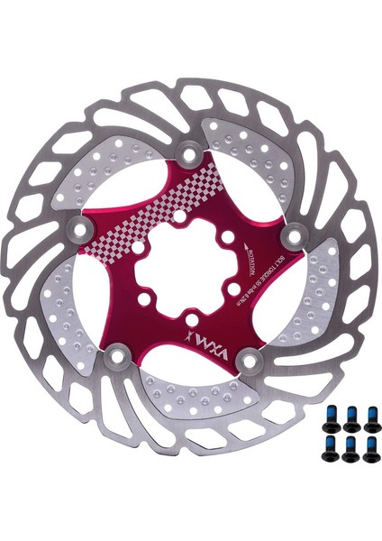 Yüzer Diskli Fren Diski 140MM Termal Dağılım Diskli Fren Rotoru Yol Dağ Bisikleti Için 6 Cıvatalı Paslanmaz Çelik Bisiklet Rotoru (Kırmızı) (Yurt Dışından)