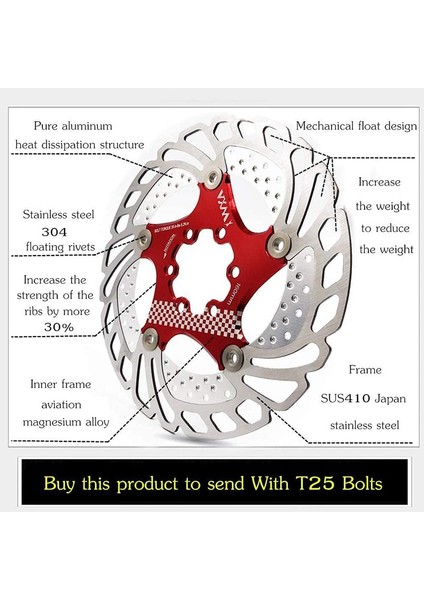 Yüzer Diskli Fren Diski 140MM Termal Dağılım Diskli Fren Rotoru Yol Dağ Bisikleti Için 6 Cıvatalı Paslanmaz Çelik Bisiklet Rotoru (Kırmızı) (Yurt Dışından) fırsatları