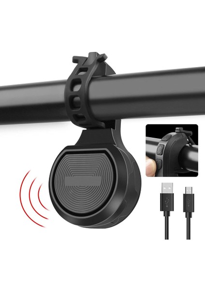 Ipx6 Su Geçirmez Elektronik Bisiklet Zili, USB Şarj Edilebilir, 130 Desibel Hoparlör (Yurt Dışından)