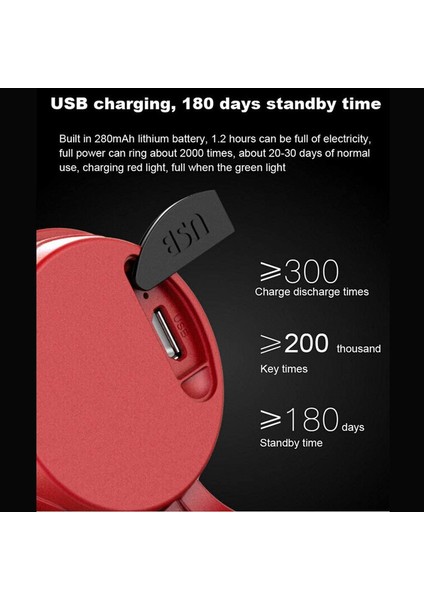 Elektrikli Bisiklet Kornası, Elektronik Bisiklet Zili 120 Db Su Geçirmez USB Şarj Edilebilir Pil ile 3 Ses Modu (Kırmızı, 66 * 49MM) (Yurt Dışından) indirimleri