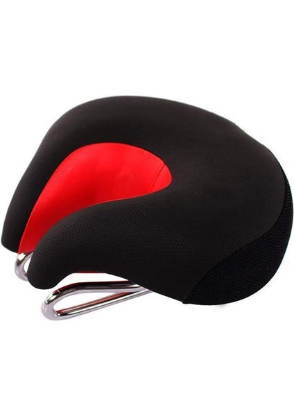 Erkekler ve Kadınlar Için Geniş Seleli ve Yüksek Geri Tepmeli, Çelik Kemerli Dağ Bisikleti Selesi (Siyah-Kırmızı, 200*180*80MM) (Yurt Dışından)