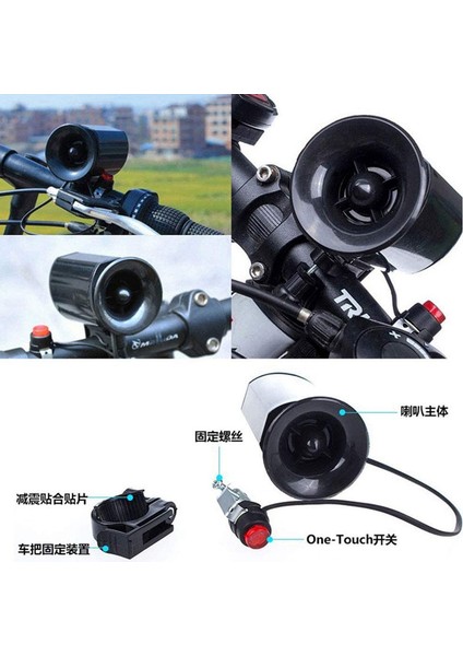 6 Çeşit Ses Süper Blues Elektronik Bisiklet Zili, Güçlü Alarm Güvenlik Zili Kornası (Siyah, 8.8 * 4 * 5.4 Cm) (Yurt Dışından) indirimleri