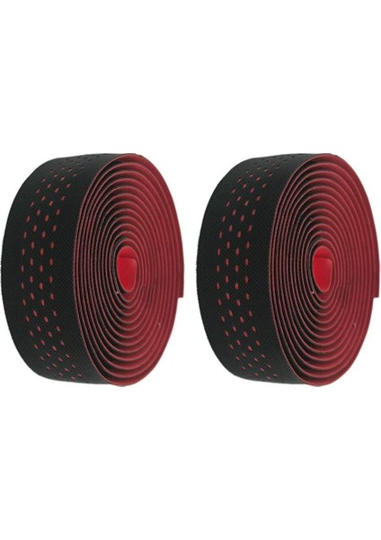 Bir Çift Bisiklet Gidon Deri Pu + Eva Yol Bisikleti Kaymaz Nefes Alabilir Bar Sabit Dişli Su Geçirmez Bant Sarma Bisiklet Aksesuarları (Kırmızı) (Yurt Dışından)