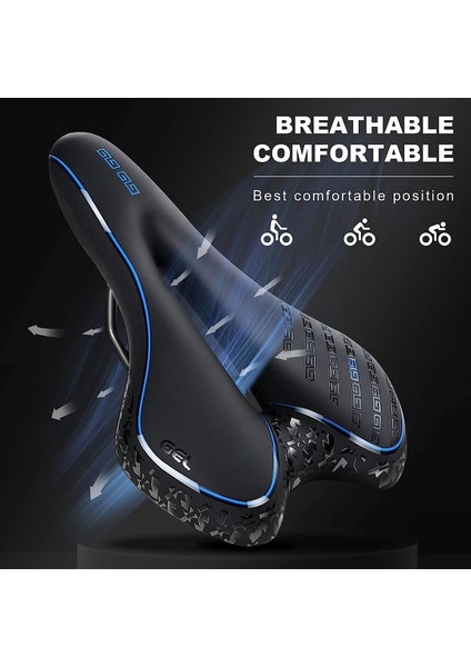 Rahat ve Şok Emici Bisiklet Selesi, Yağmurluklu ve Hızlı Montaj Aletli Ergonomik Jel Bisiklet Selesi (Mavi, 27*16CM) (Yurt Dışından) fiyatları
