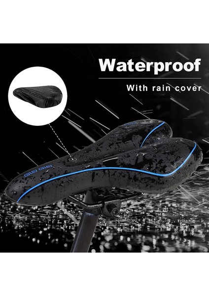 Rahat ve Şok Emici Bisiklet Selesi, Yağmurluklu ve Hızlı Montaj Aletli Ergonomik Jel Bisiklet Selesi (Mavi, 27*16CM) (Yurt Dışından) fırsatları