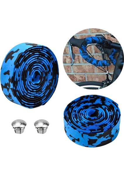 Bir Çift Bisiklet Gidonu, Bisiklet Gidon Bandı, Gidon Bandı, Gidon Kapaklı, Çoğu Bisiklet Için Kullanılır (Mavi Kamuflaj, 2m * 30MM * 3mm) (Yurt Dışından)