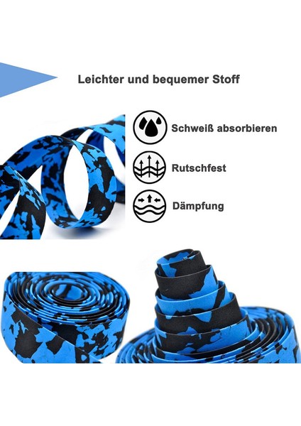 Bir Çift Bisiklet Gidonu, Bisiklet Gidon Bandı, Gidon Bandı, Gidon Kapaklı, Çoğu Bisiklet Için Kullanılır (Mavi Kamuflaj, 2m * 30MM * 3mm) (Yurt Dışından) fırsatları