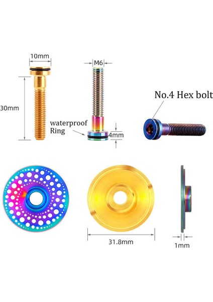 Bisiklet Kaskı Için Üst Kapak, Içi Boş Cıvatalı Titanyum Tc4 Pvd Kaplama (Totem-Gold) (Yurt Dışından) fiyatları