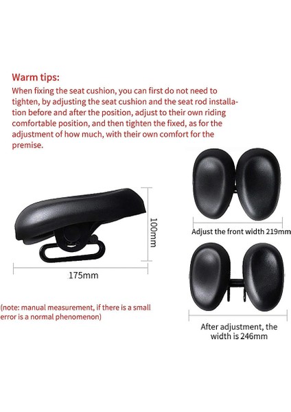 Ayarlanabilir Burunsuz Çift Yastıklı Bisiklet Selesi (Siyah, 175*100MM) (Yurt Dışından) fiyatları