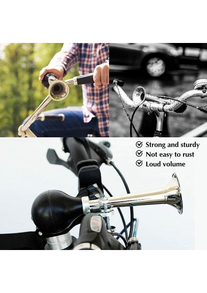 Bisiklet Kornası Bisiklet Zili Ayarlanabilir Kelepçeli Retro Metal Korna Trompet Araçlar Için Klasik Bisiklet Kornası Bisikletler Arabalar (Gümüş, 20*6cm) (Yurt Dışından) fırsatları
