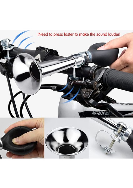 Bisiklet Kornası Bisiklet Zili Ayarlanabilir Kelepçeli Retro Metal Korna Trompet Araçlar Için Klasik Bisiklet Kornası Bisikletler Arabalar (Gümüş, 20*6cm) (Yurt Dışından) indirimleri
