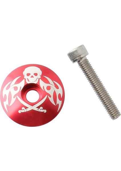 2 Adet Bisiklet Kapsülü Bisiklet Sapı Üst Kapak Kask Üst Kapak Kapağı Dağ Bisikleti Yol Için Cıvatalı Alüminyum Alaşım (Kırmızı Korsanlar) (Yurt Dışından)